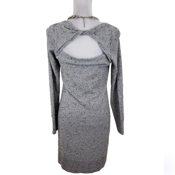 LOFT~Size S~Gray Knit Keyhole Back Sweater Dress Long Sleeve. - Picture 2 of 10